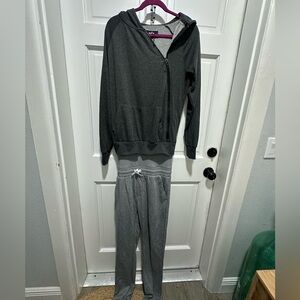 Tuxy Vibe Suit One Piece Loungewear Hoodie Pants Gray/Black Men's S NWOT
